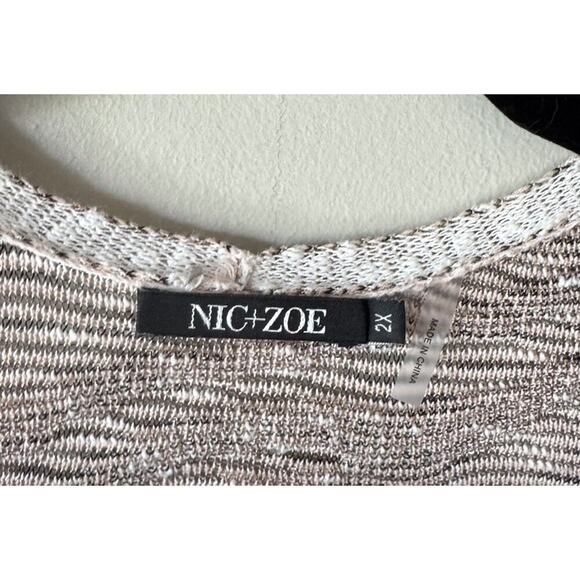 NIC+ZOE Women’s Plus Size 2X Textured Wrap Sweater Knit Top Print Boho Artsy - Picture 6 of 8